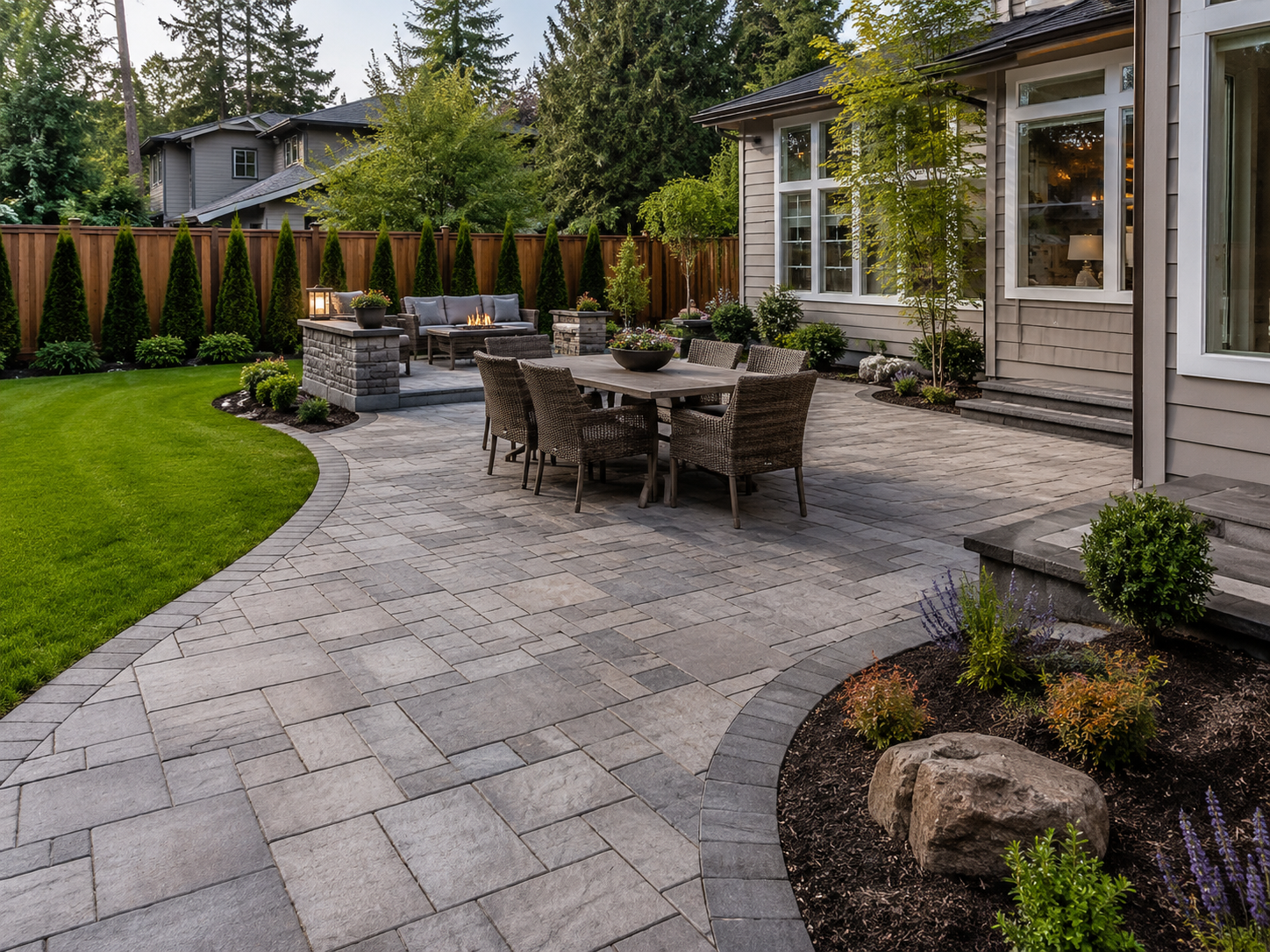 patio in pacific northwest backyard